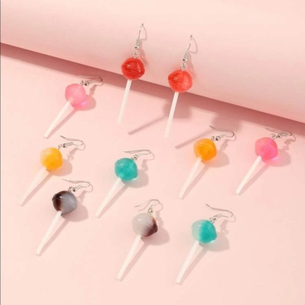 3/$30 5 PAIRS LOLLIPOPS DROP EARRINGS